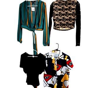 Women's Medium 8 10 Tops Shirts Blouses Wholesale Bulk Lot of 4 M